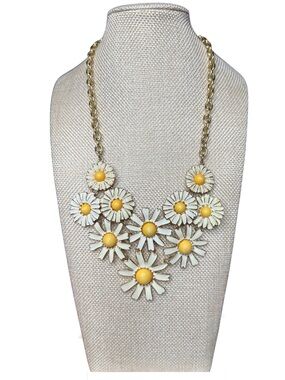 Yellow & White Daisy Statement Necklace - Women Jewelry